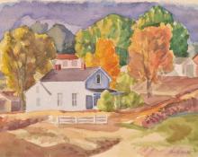 Paul Kauvar Smith, "Untitled (House in Autumn, Colorado)", watercolor on paper, c. 1940