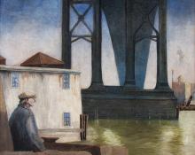 O. Boto Schellberg, "Man Under Bridge", oil on canvas, first half of th e20th century