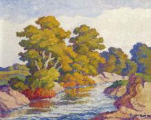 Sven Birger Sandzen, "Autumn Gold, Smoky Hill River, Kansas", oil, 1944