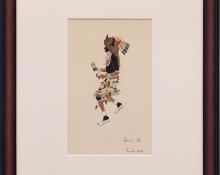 Tonita Vigil (Quah Ah) Pena, "Untitled (Buffalo Dancer)", casein, c. 1920 for sale purchase consign auction denver Colorado art gallery museum