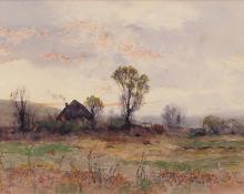 Charles Partridge Adams, "Untitled (Cabin along the Front Range, Colorado)", watercolor on paper, 1898 painting for sale