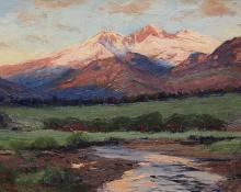 Charles Partridge Adams, "Untitled (Twilight over Longs Peak from near Estes Park, Colorado)", oil, c. 1925