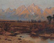 Charles Partridge Adams, "Untitled (Grand Tetons, WY)", oil, c. 1910 painting for sale