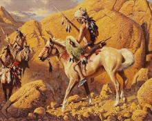 Frank McCarthy, "In The Badlands (Crow)", oil, 1989
