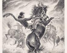 Ila Mae McAfee, "Ride 'em Cowboy", lithograph, 20th century