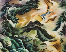 Vance Hall Kirkland, "Landscape Seen From Above (Colorado)", watercolor, 1952