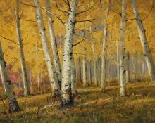 Charles Partridge Adams, "Untitled (Aspen Forest)", oil, c. 1900