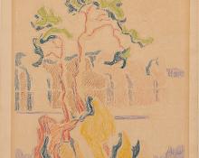 Sven Birger Sandzen, "Green River", colored pencil, c. 1925