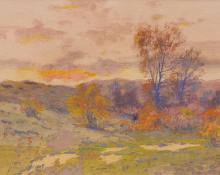Charles Partridge Adams, "Sunset Near the Platte, Late October", watercolor, c. 1910