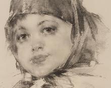 Nicolai Ivanovich Fechin, "Untitled (Portrait of a Russian Girl)", lithograph