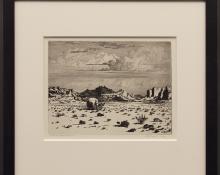 George Elbert Burr, "The Desert: Arizona", etching painting fine art for sale purchase buy sell auction consign denver colorado art gallery museum