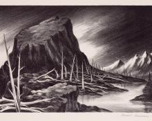James Russell Sherman, "Ghost Trees", lithograph, 1939