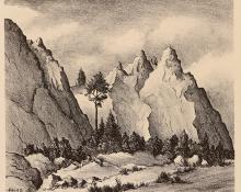 Percy Hagerman, "Garden of the Gods (Colorado); edition of 13", lithograph, 1948