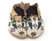 pictorial Moccasins, Cheyenne, last quarter of the 19th century Native American Indian antique vintage art for sale purchase auction consign denver colorado art gallery museum