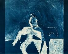 Fritz Scholder, "Indian on Horse", mixed media, drawn in 1978, printed in 1987