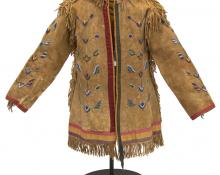 Horse Doctor's Coat of Elk Hide 19th century native american indian plains Native American Indian antique vintage art for sale purchase auction consign denver colorado art gallery museum