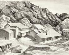 Anna Elizabeth Keener, "Molly Mines (Questa, New Mexico)", lithograph, circa 1940 painting for sale purchase consign auction art gallery denver colorado historical sandzen student