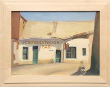 Anna Elizabeth Keener, "Untitled (New Mexico Church)", casein painting for sale purchase consign auction art gallery denver colorado historical sandzen student