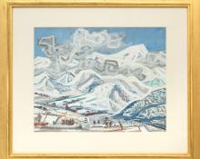 Leo Garel, "Rocky Mt. Winter", gouache, 1953 fine art for sale purchase buy sell auction consign denver colorado art gallery museum