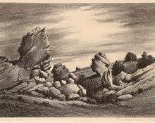 Percy Hagerman, "Sandstone - Garden of the Gods (Colorado)", lithograph, 1941  fine art for sale purchase buy sell auction consign denver colorado art gallery museum