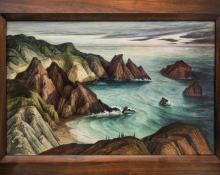 Ethel Magafan, "California Coast", 1943-1945 oil painting fine art for sale purchase buy sell auction consign denver colorado art gallery museum 