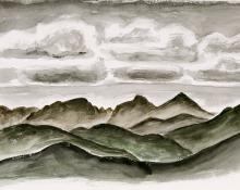 Arnold Ronnebeck landscape painting for sale, "Mountains and Sky, Colorado", watercolor
