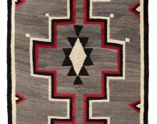 vintage navajo rug for sale, crystal trading post, pan-reservation, transitional, 19th century, floor, area, textile, weaving, gray, brown, tan, cream, white, ivory, black, red 