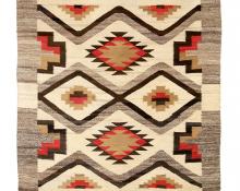 Navajo Rug for sale, area rug, vintage, trading post, antique, 1940s, diamond, gray, ivory, dark brown and camel, beige, tan, red, floor, wall  