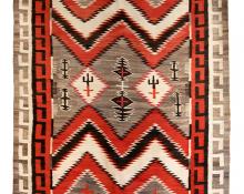 vintage Navajo Rug, Trading Post Rug, circa 1940, red, white, ivory, gray, brown, textile, weaving, area rug, for sale, old, antique, southwestern, arizona, new mexico, cabin, ranch, house