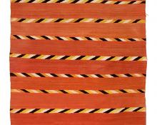 Navajo, Transitional Blanket, textile, rug, circa 1880, 19th century, antique, red, orange, yellow, black, white, wool, serape, art for sale, native american indian