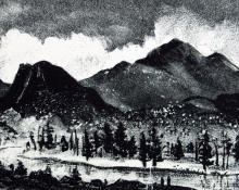 Adolf Arthur Dehn, "Rocky Mountains", lithograph, c. 1945