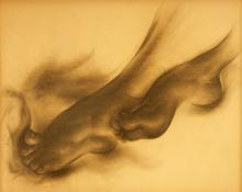 Stanton MacDonald-Wright, "Untitled (Study of Feet)", charcoal, c. 1910