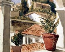Carl Eric Olaf Lindin, "Mexican Landscape, Taxco", watercolor on paper, c. 1930