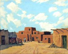 Charles Warden Bethell, "Untitled (Pueblo)", pastel on paper, c. 1930