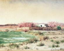 Charles Partridge Adams, "Morning in Spring, Near Santa Cruz, New Mexico", watercolor on paper, 1897 painting for sale