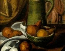 Carl  Lindin, "Untitled (Still Life with Pears)", oil on canvas, c. 1915