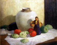 Frederic M. Grant, "Untitled (Still Life with Gourds and Vase)", oil on canvas, d. 1920 verso