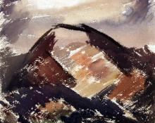  Indiscernible Artists name/not signed, "Untitled (Mountainscape)", watercolor on paper, c. 1940