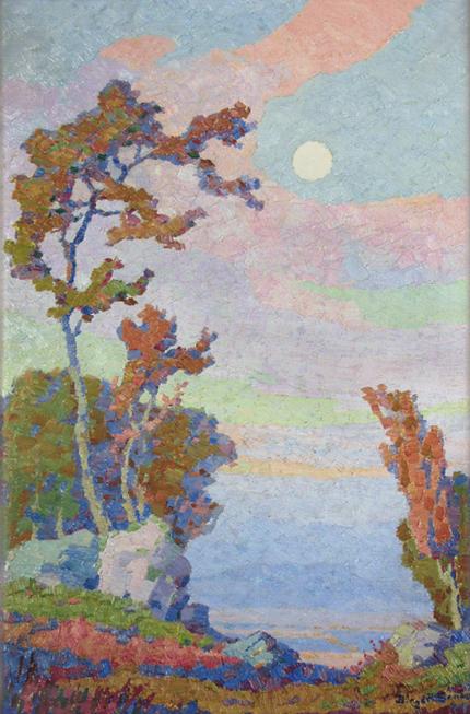 Sven Birger Sandzen, "Moonrise, Colorado", oil on canvas, c. 1915