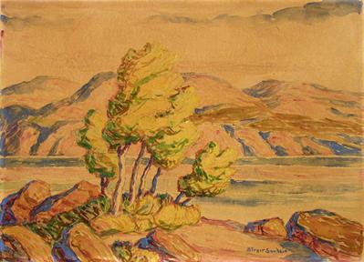 Sven Birger Sandzen, "Bear Lake, Utah", watercolor on paper, 1935