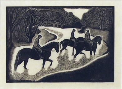Barbara Latham, "Fording the Stream, edition of 20", woodcut, 1936