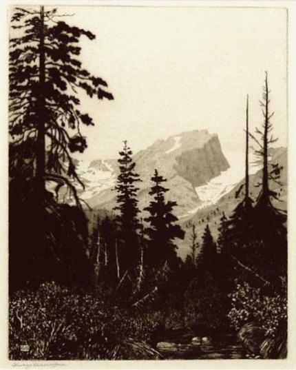 George Elbert Burr, "On Road to Bear Lake, Estes Park, Colorado", etching, c. 1920 painting for sale