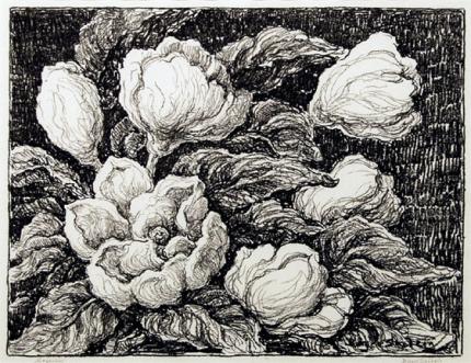 Sven Birger Sandzen, "Magnolias, edition of 100", lithograph, 1946