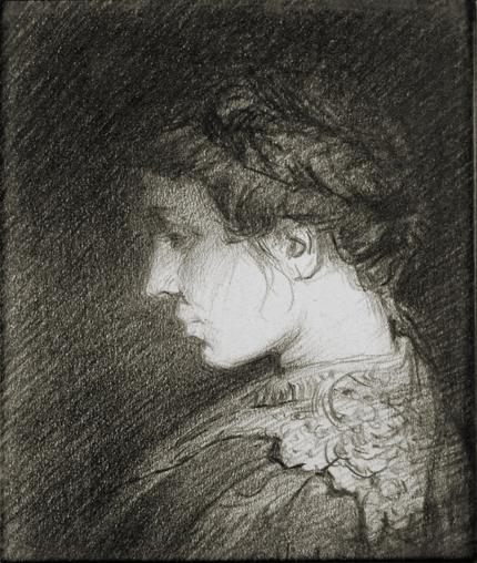 Carl Eric Olaf Lindin, "Untitled (Portrait of a Lady)", graphite on paper, c. 1900