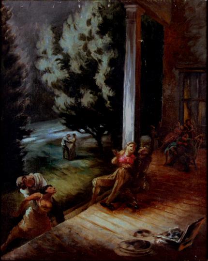 Peppino Gino Mangravite, "Porch party, Colorado Springs", oil on canvas, c. 1938-39