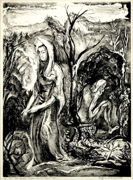 Peppino Gino Mangravite, "The Hermit's Prayer and the Widow's Tears, 12/30", lithograph, c. 1930