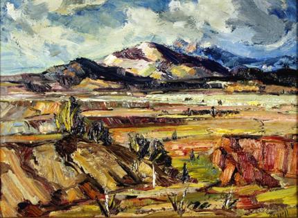 Charles Ragland Bunnell, "Untitled (Mountain Landscape {For Larry Heller})", oil, c. 1935 painting for sale