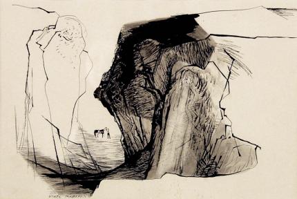 Ethel Magafan, "Erosion", ink on paper, c. 1950