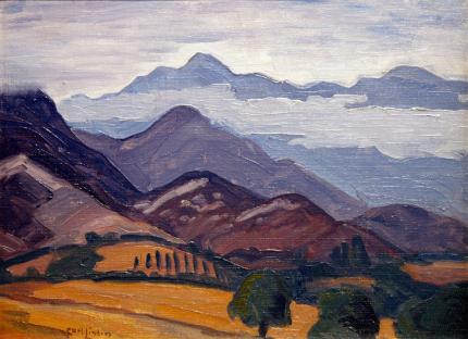 Carl Eric Olaf Lindin, "Untitled (Ojai Valley, California)", oil, 1923-4