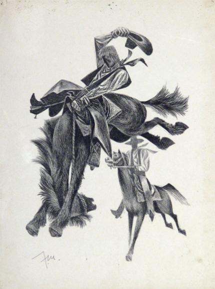 Fletcher Martin, "Bronco Rider", lithograph, c. 1950